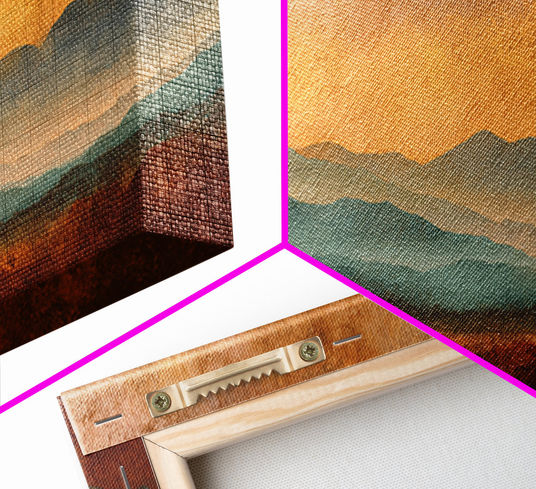 Dreamy Desert Sunset Framed Canvas Print, Above Bed Art, Modern Decor, Bedroom Decor, Fine Art, Serenity, Digital Prints, ABA-2x1-27