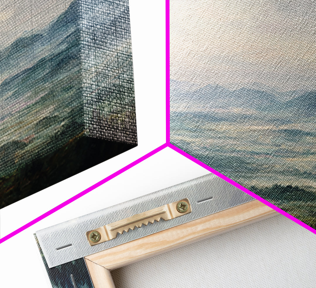 Soft Romantic Landscape Framed Canvas Print, Above Bed Art, Minimalist Decor, Bedroom Decor, Serenity, Textured Wall Art, ABA-2x1-37