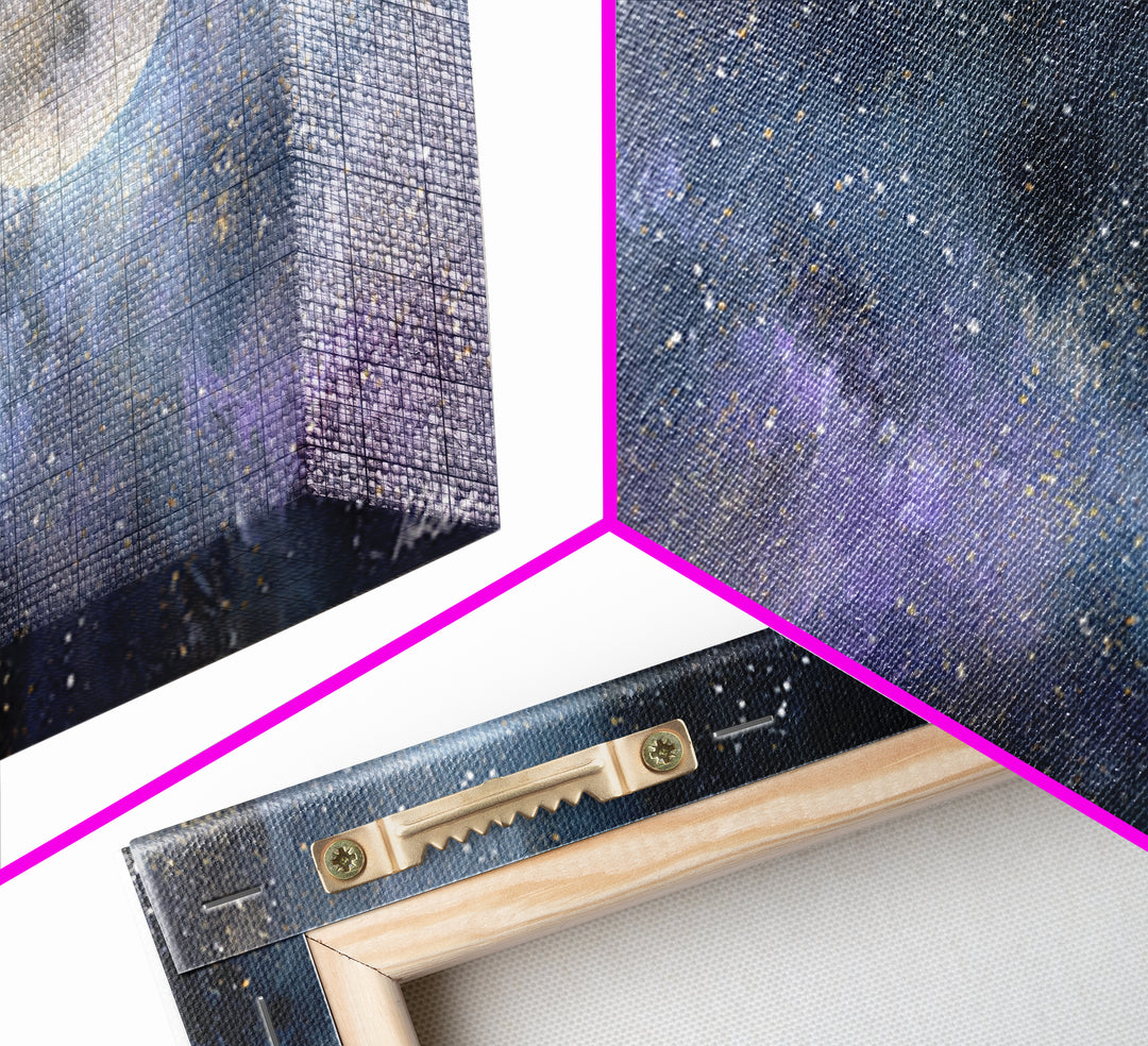 Subtle Celestial Scene Canvas Print, Above Bed Art, Digital Art, Bedroom Decor, Fine Art, Serenity, Living Room Decor, ABA-2x1-57