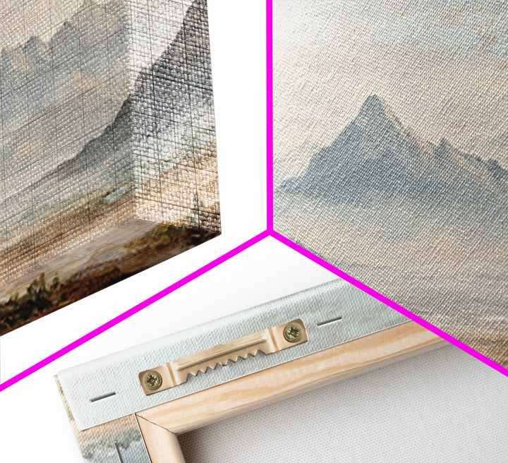Panoramic Misty Mountain Landscape Canvas Print, Above Bed Art, Textured Wall Art, Bedroom Decor, Fine Art, Serenity, ABA-2x1-69