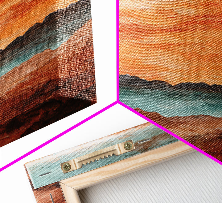 Dreamy Desert Sunset Framed Canvas Print, Above Bed Art, Statement Artwork, Bedroom Decor, Fine Art, Serenity, ABA-2x1-75