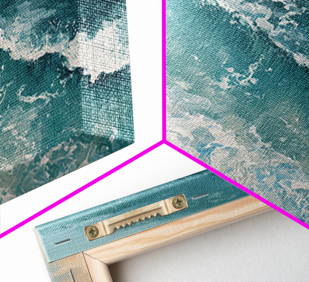 Serene Ocean Tide Seen from Above Canvas Print, Above Bed Art, Bedroom Decor, Oil Painting, Serenity, Boho Decor, Western Decor, ABA-2x1-89