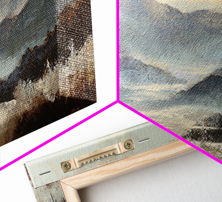 Panoramic Misty Mountain Landscape Canvas Print, Above Bed Art, Textured Wall Art, Bedroom Decor, Fine Art, Serenity, ABA-2x1-93