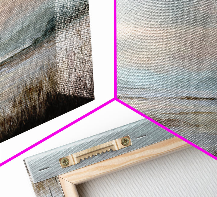 Tranquil Cloudscape with Blush Undertones Framed Canvas Print, Above Bed Art, Digital Print, Bedroom Decor, Fine Art, Serenity, ABA-2x1-97