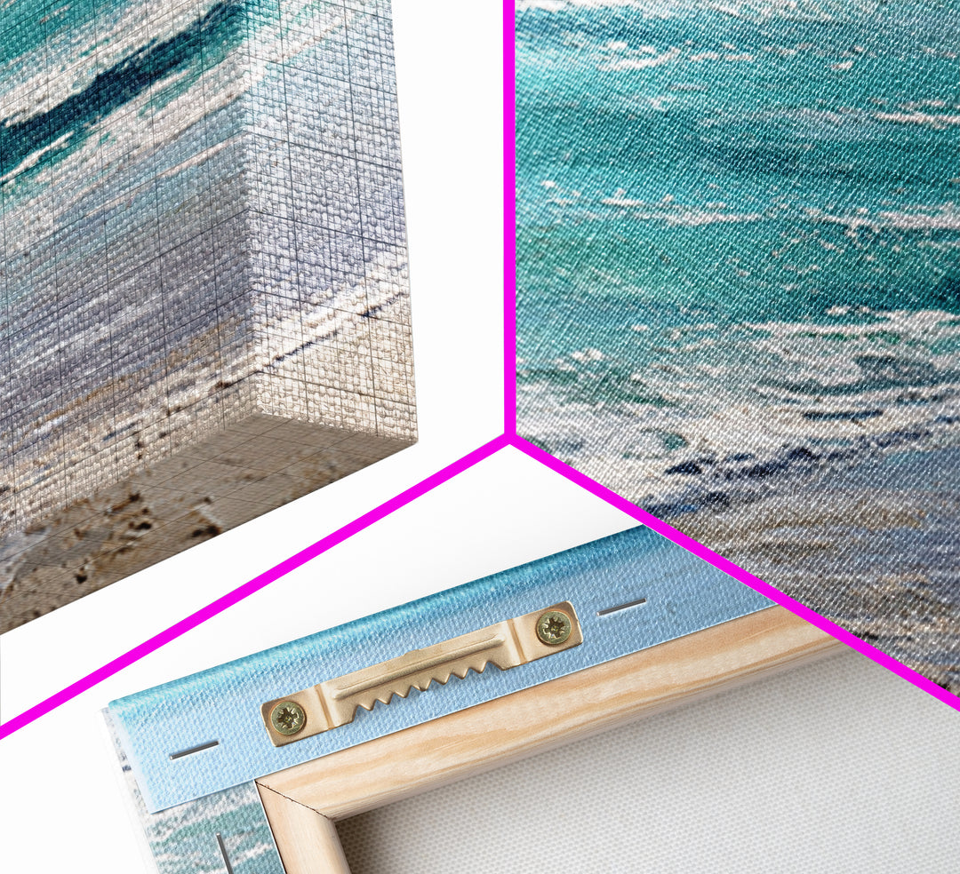Serene Ocean Tide Seen from Above Framed Canvas Print, Above Bed Art, Dorm Decor, Bedroom Decor, Serenity, Dopamine Decor, ABA-2x3-53