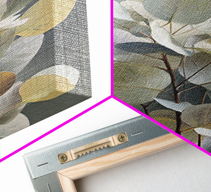 Soft Eucalyptus Branches Arranged Symmetrically Canvas Print, Above Bed Art, Mid Century Modern, Bedroom Decor, Serenity, ABA-2x3-62