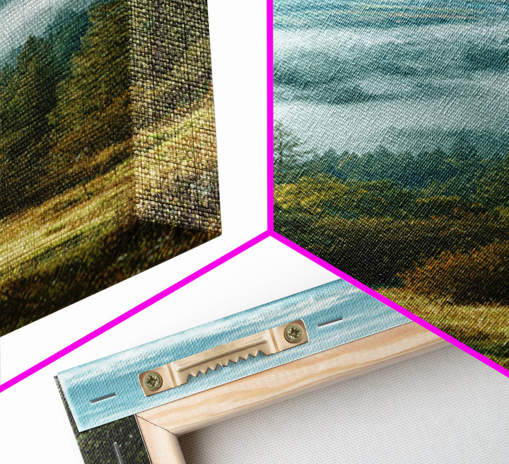 Quiet Forest Ridge Softened by Fog Canvas Print, Above Bed Art, Digital Prints, Bedroom Decor, Oil Painting, Serenity, ABA-2x3-70