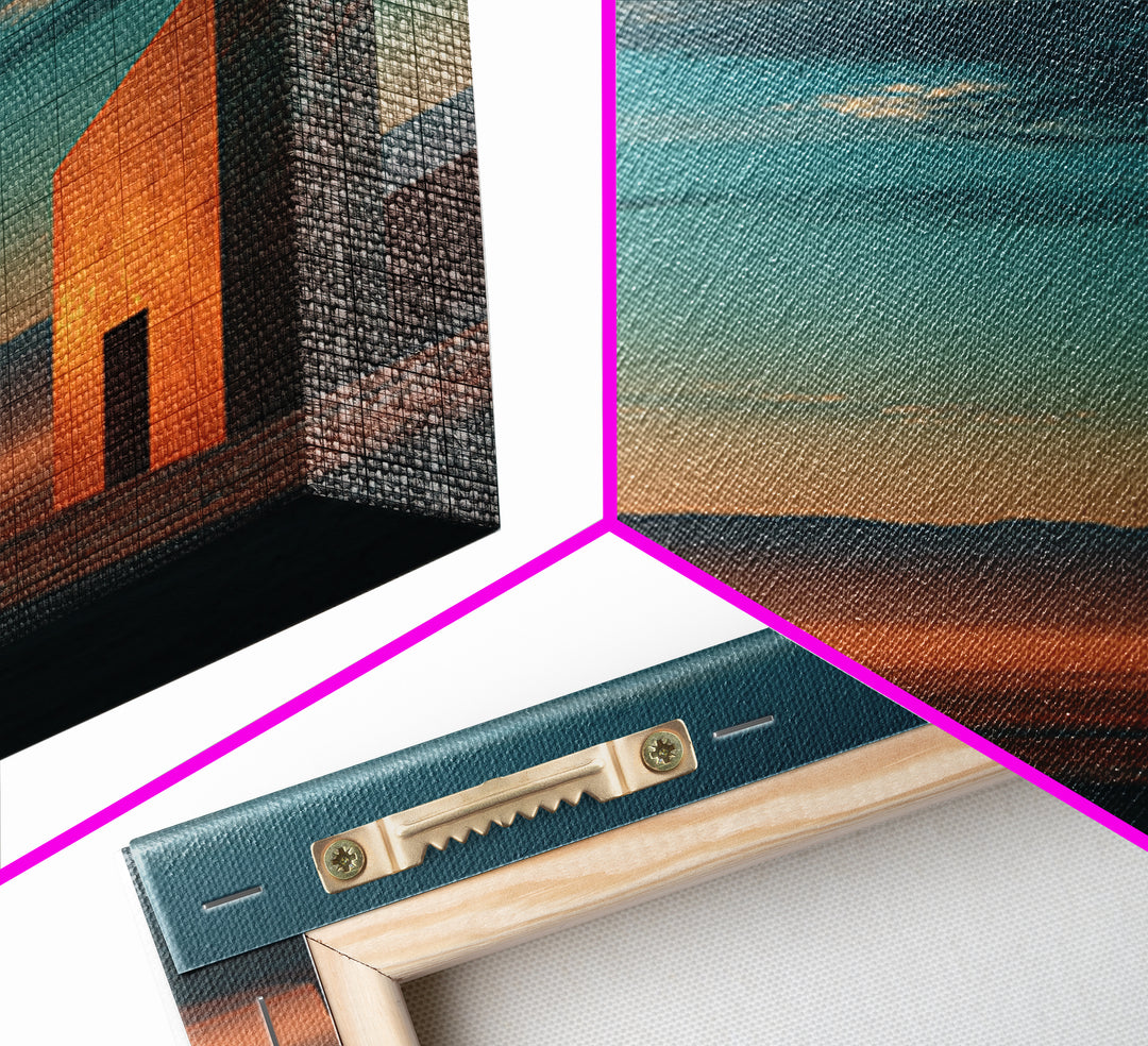 Dreamy Desert Sunset Framed Canvas Print, Above Bed Art, Living Room Decor, Bedroom Decor, Oil Painting, Serenity 487, ABA-2x3-87