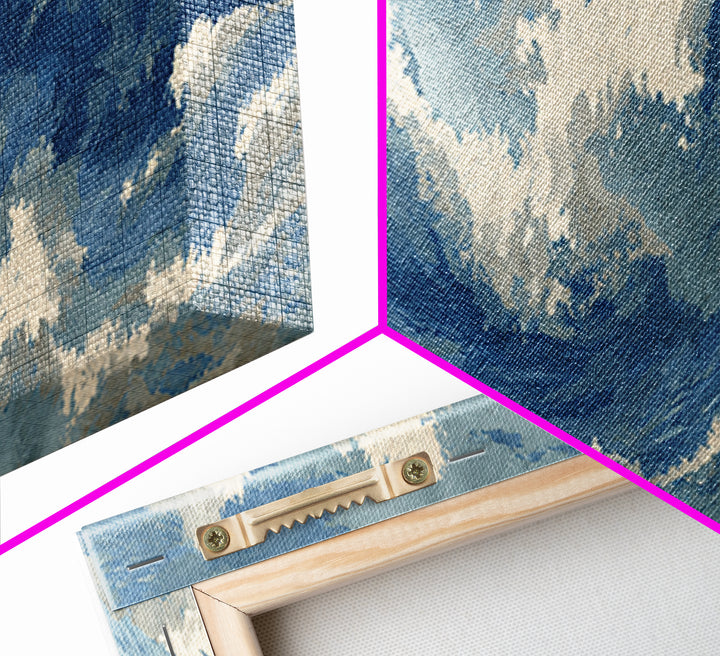Serene Ocean Tide Seen from Above Canvas Print, Above Bed Art, Bedroom Decor, Oil Painting, Serenity, Boho Decor, Western Decor, ABA-3x1-13