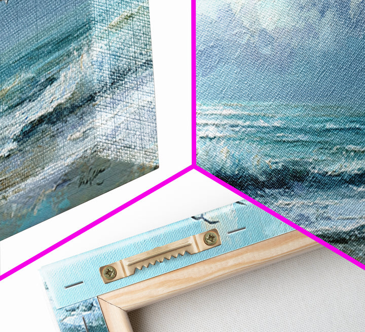 Quiet Moon over a Calm Ocean Horizon Canvas Print, Above Bed Art, Fine Art Print, Bedroom Decor, Serenity, Digital Art, ABA-3x1-19