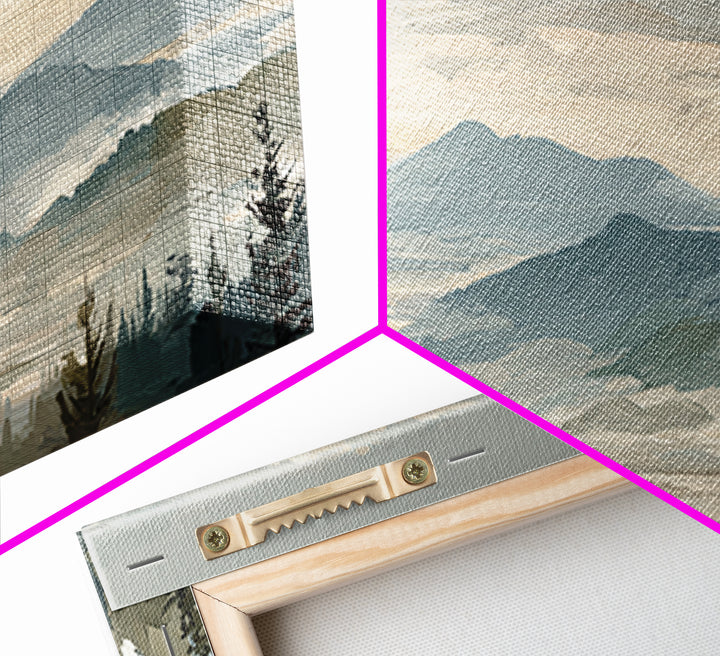 Soft Alpine Horizon Canvas Print, Above Bed Art, Home Decor, Bedroom Decor, Oil Painting, Serenity, Contemporary Art, ABA-3x1-40