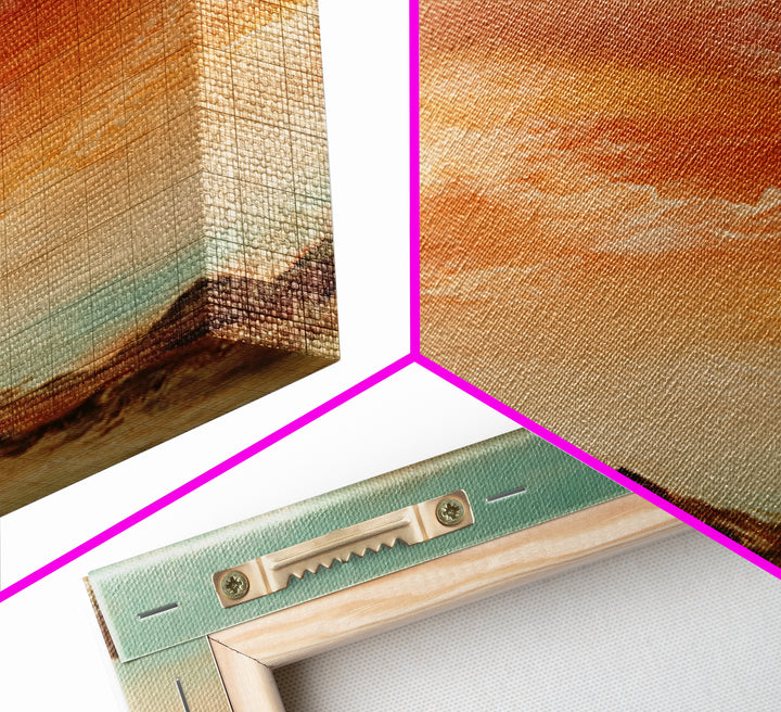Dreamy Desert Sunset Framed Canvas Print, Above Bed Art, Digital Art, Bedroom Decor, Fine Art, Serenity, Living Room Decor, ABA-3x1-47