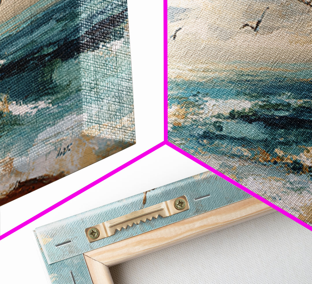 Serene Ocean Tide Seen from Above Canvas Print, Above Bed Art, Boho Wall Decor, Bedroom Decor, Serenity, Fine Art Print, ABA-3x1-61