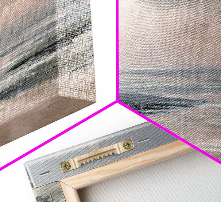 Tranquil Cloudscape with Blush Undertones Framed Canvas Print, Above Bed Art, Western Decor, Bedroom Decor, Fine Art, Serenity, ABA-3x1-69