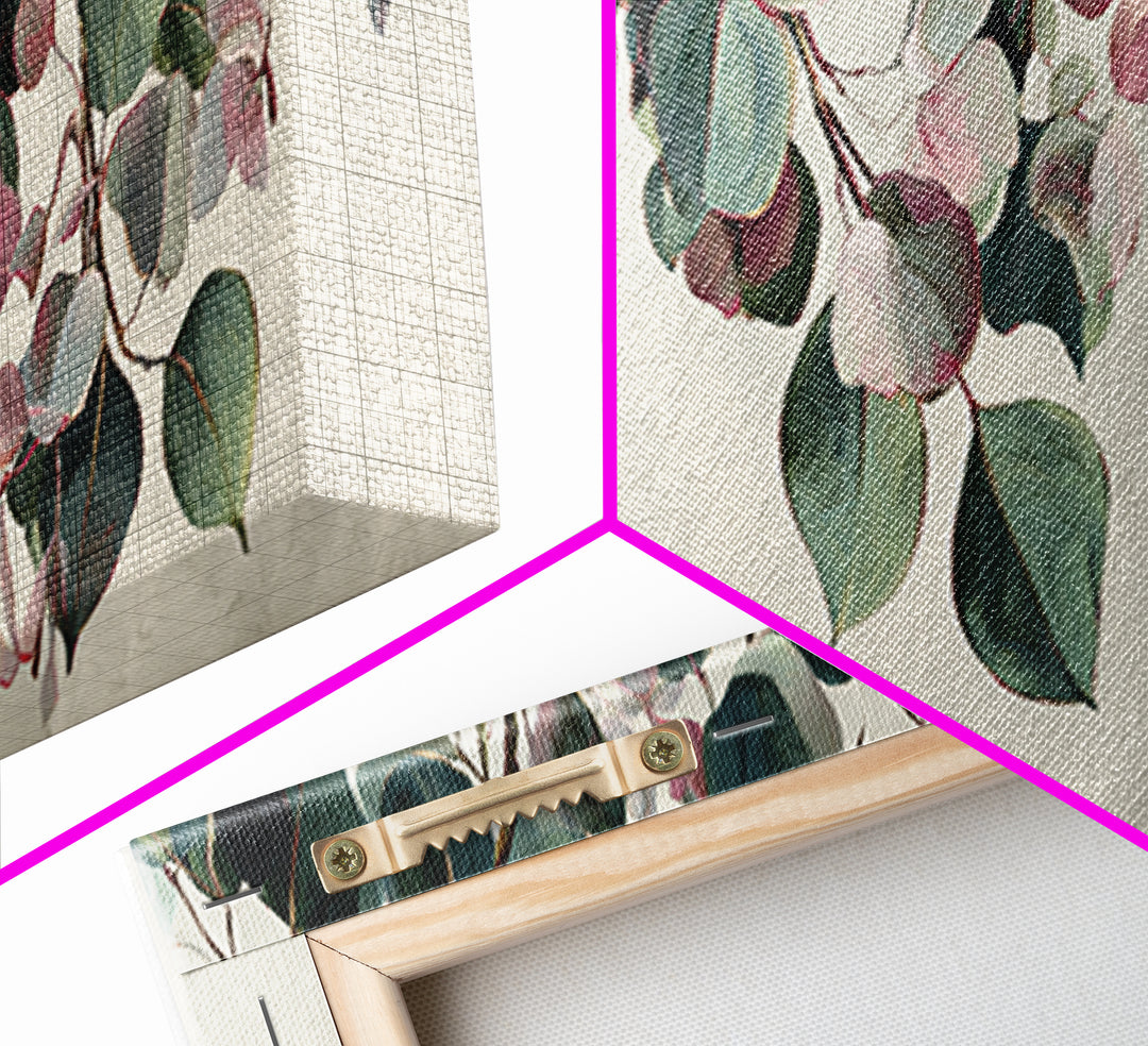 Soft Eucalyptus Branches Arranged Symmetrically Canvas Print, Above Bed Art, Art Print, Bedroom Decor, Watercolor Art, Serenity, ABA-3x1-70