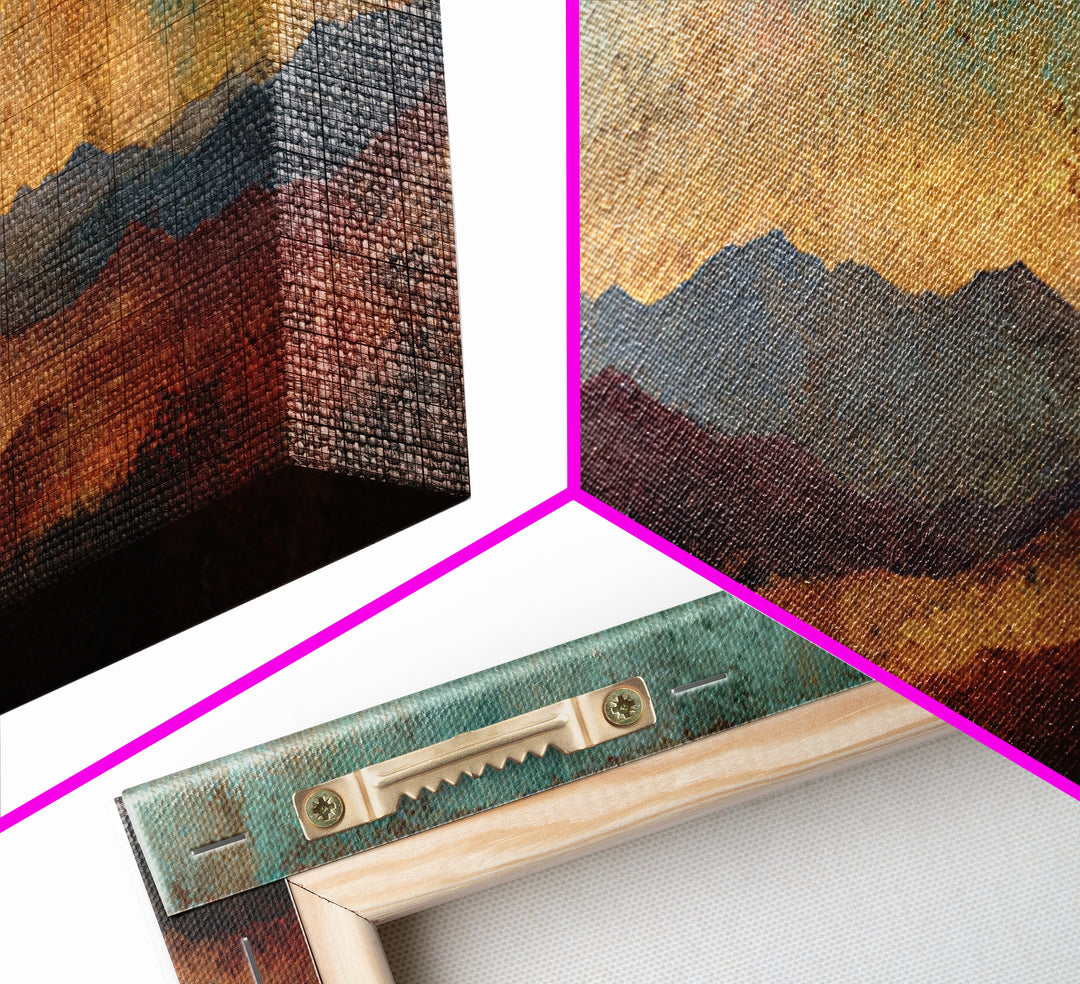 Dreamy Desert Sunset Canvas Print, Above Bed Art, Original Art, Bedroom Decor, Oil Painting, Serenity, Sage Green Wall Art, ABA-3x1-71