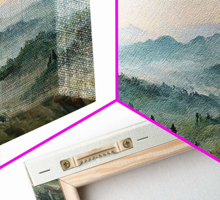 Soft Romantic Landscape Framed Canvas Print, Above Bed Art, Sage Green Wall Art, Bedroom Decor, Serenity, Modern Decor, ABA-3x1-81