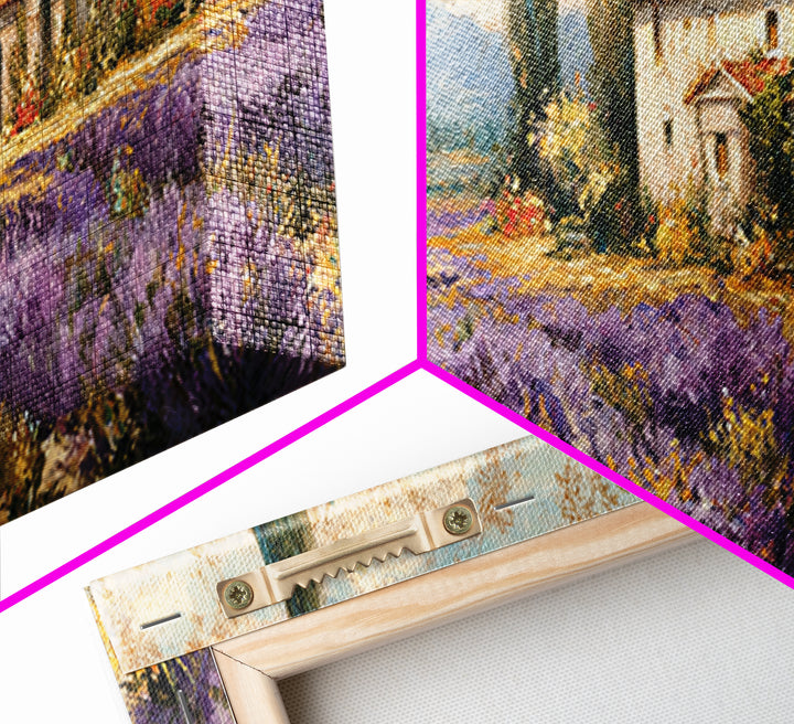 Oversized Lavender Field Canvas Print, Above Bed Art, Mid Century Modern, Bedroom Decor, Serenity, Horizontal Wall Art, ABA-3x1-83