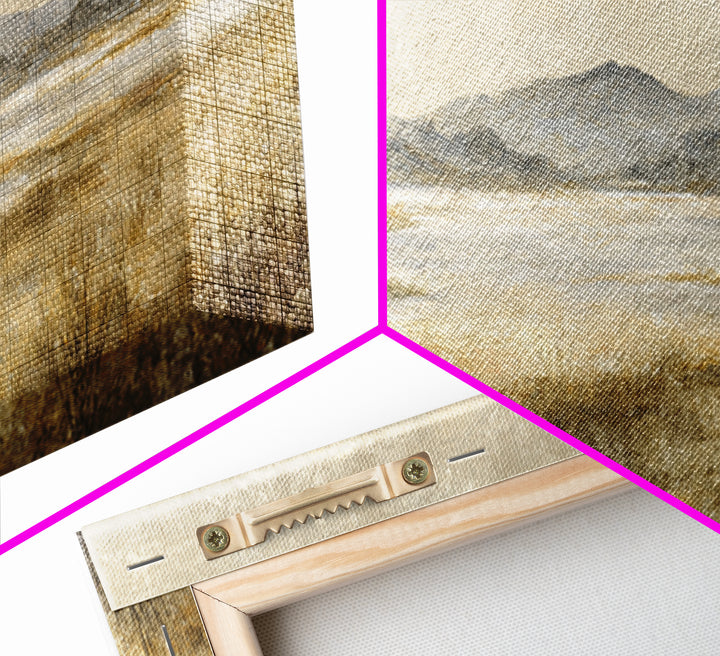 Panoramic Misty Mountain Landscape Framed Canvas Print, Above Bed Art, Bedroom Wall Decor, Bedroom Decor, Fine Art, Serenity, ABA-3x1-89