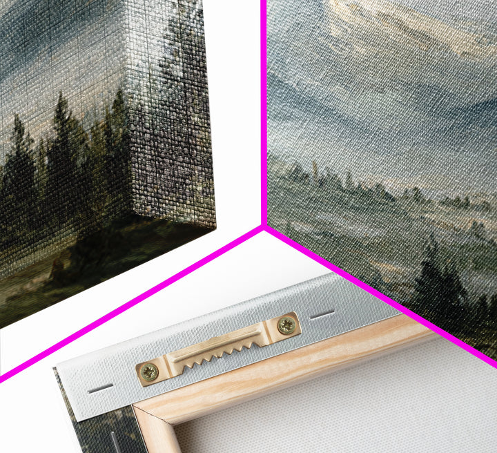 Soft Alpine Horizon Framed Canvas Print, Above Bed Art, Modern Decor, Bedroom Decor, Fine Art, Serenity, Digital Prints, ABA-3x2-100