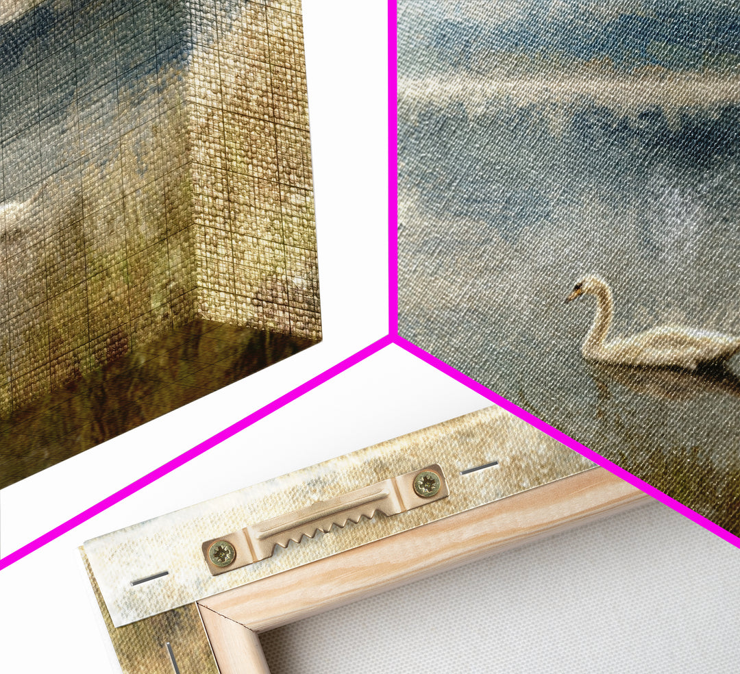 Paired Swans in a Dreamy Painterly Lake Canvas Print, Above Bed Art, Canvas Wall Art, Bedroom Decor, Watercolor Art, Serenity, ABA-3x2-26