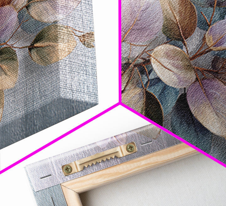 Soft Eucalyptus Branches Arranged Symmetrically Canvas Print, Above Bed Art, Boho Wall Art, Bedroom Decor, Watercolor Art, ABA-3x2-34