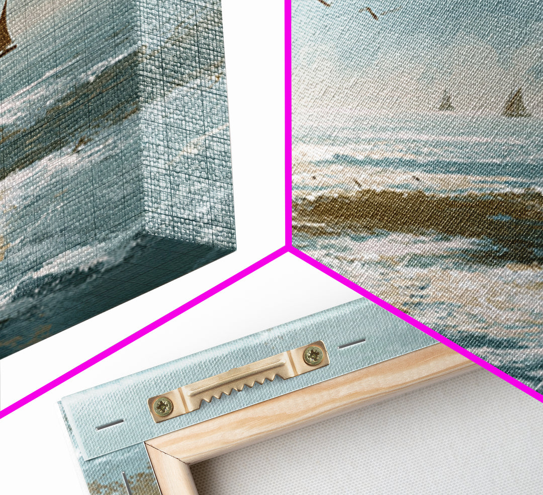 Serene Ocean Tide Seen from Above Canvas Print, Above Bed Art, Western Decor, Bedroom Decor, Oil Painting, Serenity, ABA-3x2-49
