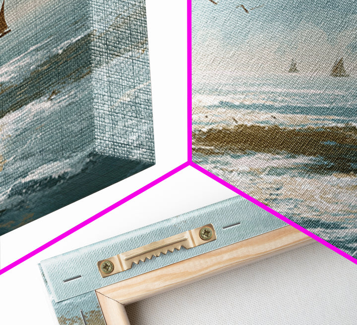 Serene Ocean Tide Seen from Above Canvas Print, Above Bed Art, Western Decor, Bedroom Decor, Oil Painting, Serenity, ABA-3x2-49