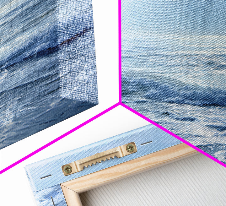 Quiet Moon over a Calm Ocean Horizon Framed Canvas Print, Above Bed Art, Digital Art, Bedroom Decor, Fine Art, Serenity, ABA-3x2-55