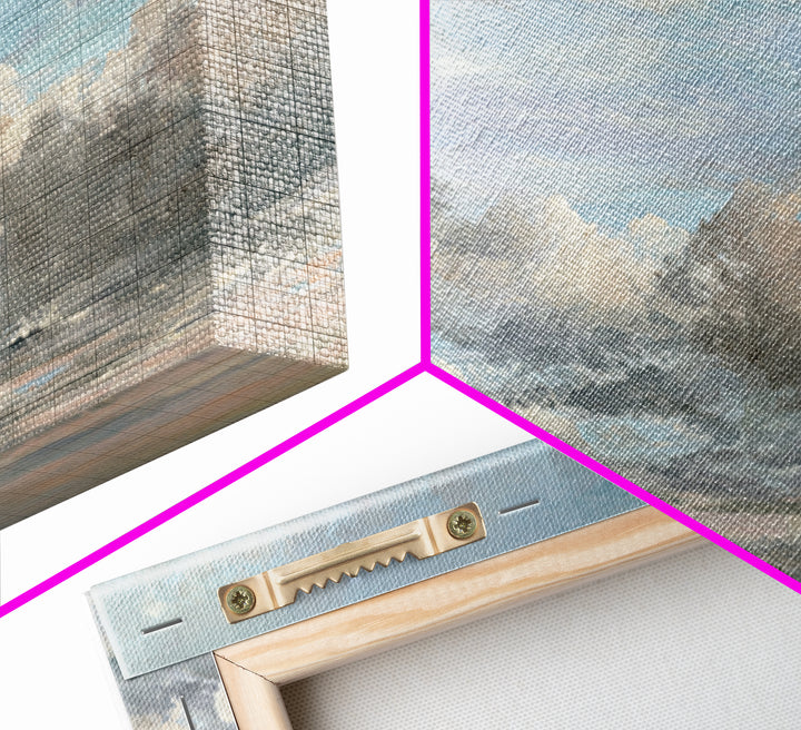 Tranquil Cloudscape with Blush Undertones Canvas Print, Above Bed Art, Japanese Wall Art, Bedroom Decor, Fine Art, Serenity, ABA-3x2-57