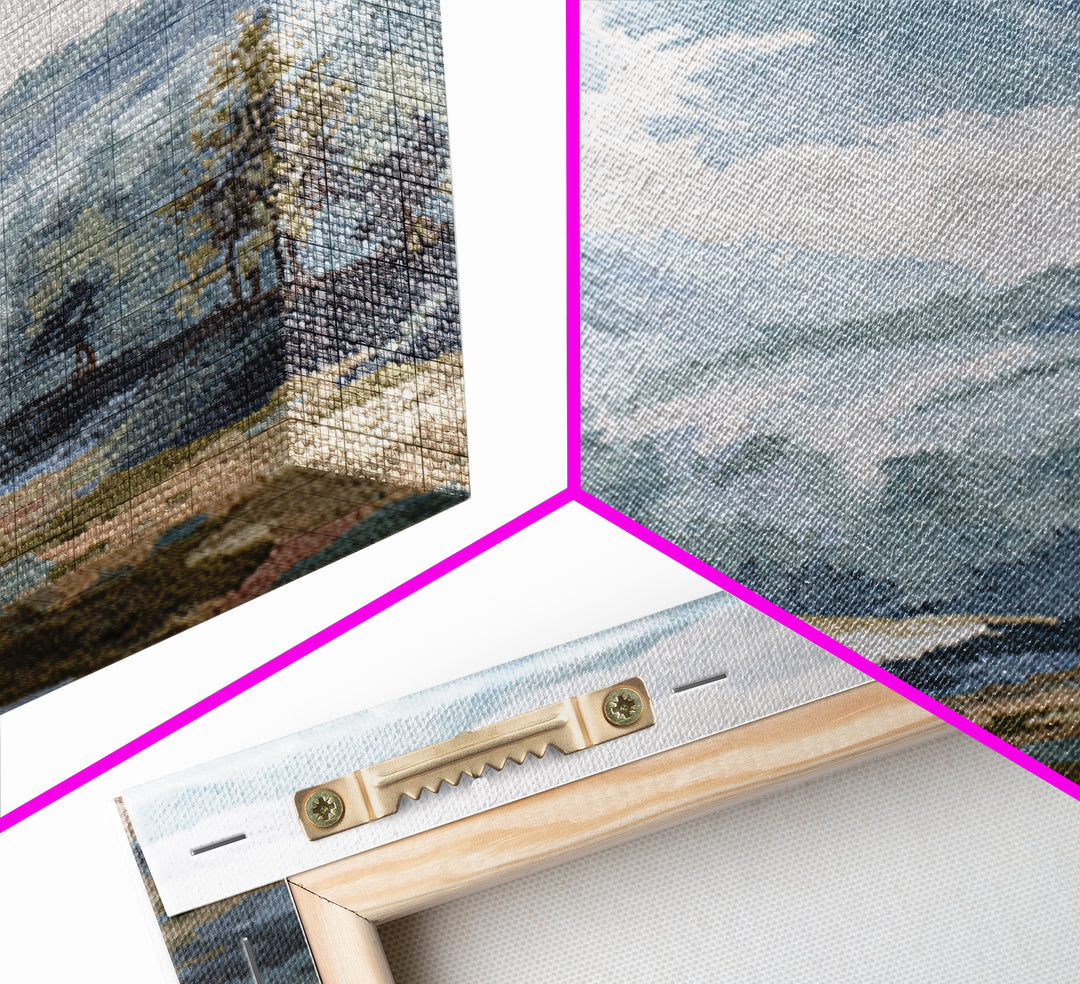 Soft Alpine Horizon Canvas Print, Above Bed Art, 3 Piece Wall Art, Bedroom Decor, Fine Art, Serenity, Textured Painting, ABA-3x2-76