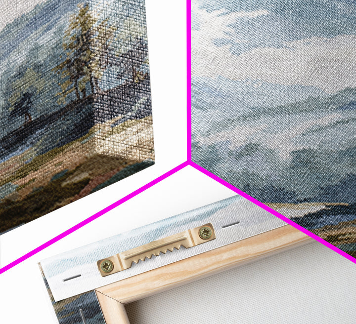 Soft Alpine Horizon Canvas Print, Above Bed Art, 3 Piece Wall Art, Bedroom Decor, Fine Art, Serenity, Textured Painting, ABA-3x2-76