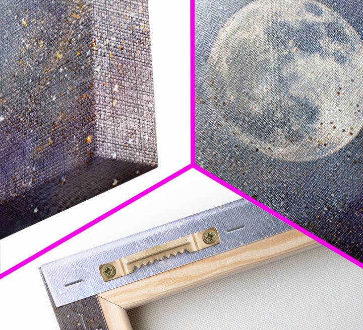 Subtle Celestial Scene Canvas Print, Above Bed Art, 3 Piece Wall Art, Bedroom Decor, Oil Painting, Serenity, Textured Painting, ABA-3x2-89