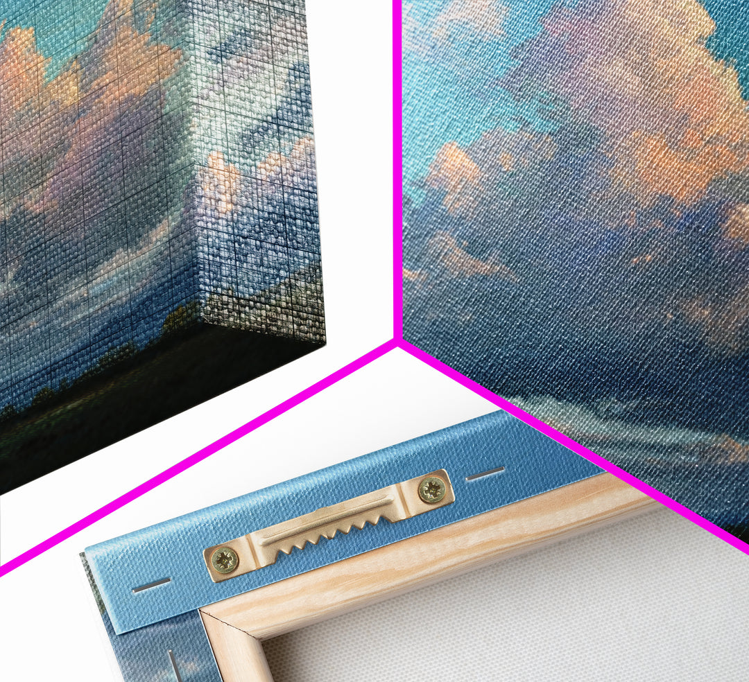 Tranquil Cloudscape with Blush Undertones Framed Canvas Print, Above Bed Art, Printable Art, Bedroom Decor, Fine Art, Serenity, ABA-3x2-9