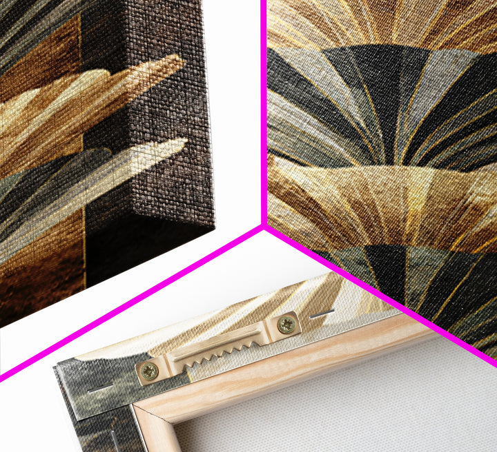 Fan Shaped Shell Motif Canvas Print, Art Deco Art, Decor, Living Room Decor, Abstract Art, Glamour, Apartment Decor, ADA-1x3-32