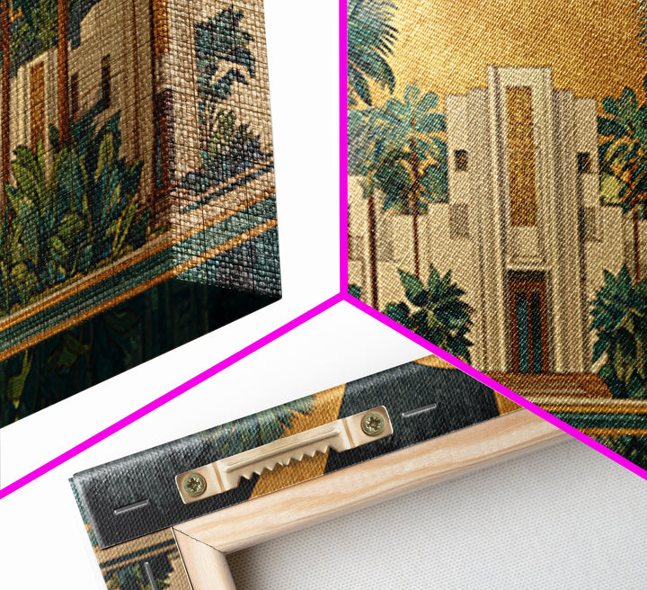 Tropical Hotel Facade Framed Canvas Print, Art Deco Art, Apartment Decor, Living Room Decor, Fine Art, Glamour, Gallery Decor, ADA-2x1-84
