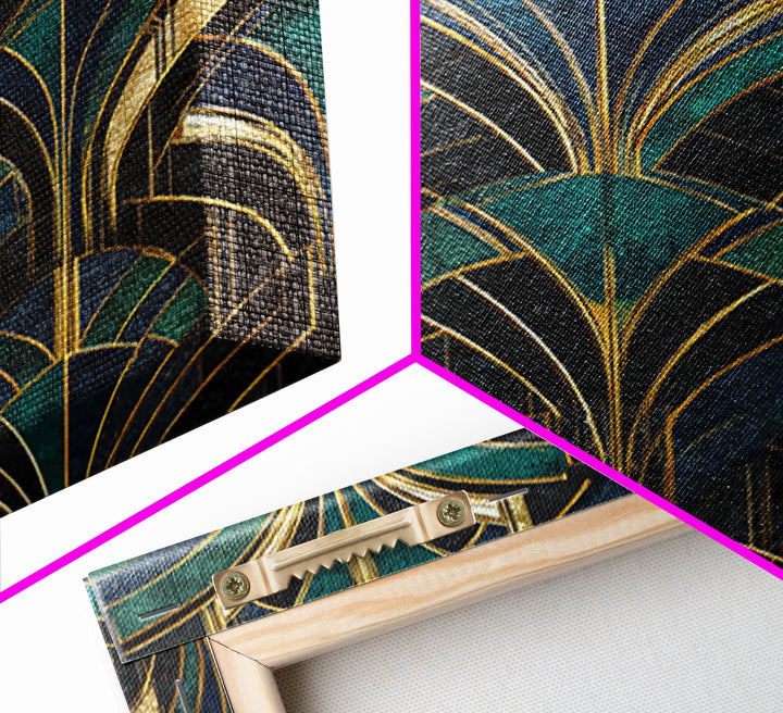 Black and Gold Sunburst Pattern Canvas Print, Art Deco Art, Contemporary Art, Living Room Decor, Glamour, Mid Century Modern, ADA-2x3-10