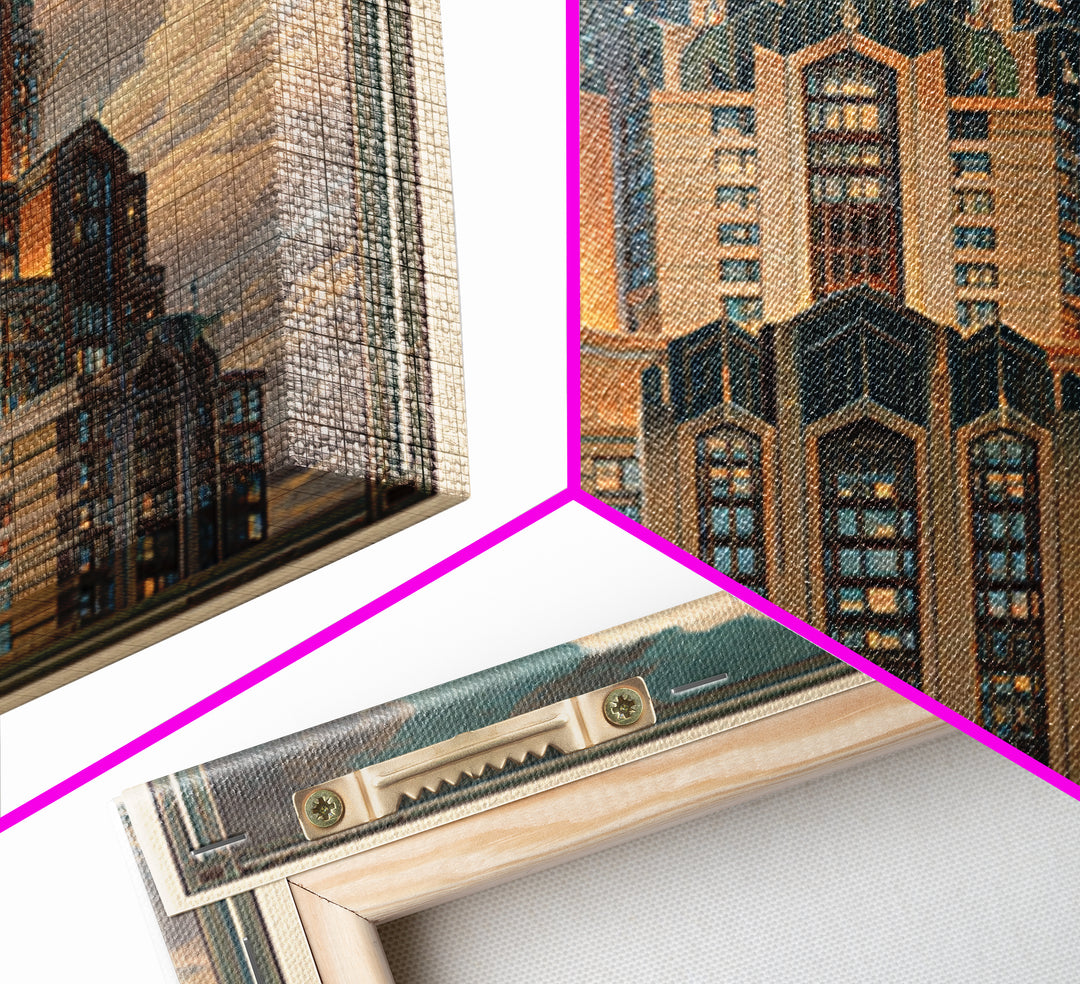 Stylized Skyscraper Crown Canvas Print, Art Deco Art, Wall Decor, Living Room Decor, Fine Art, Glamour, Abstract Art, ADA-2x3-54