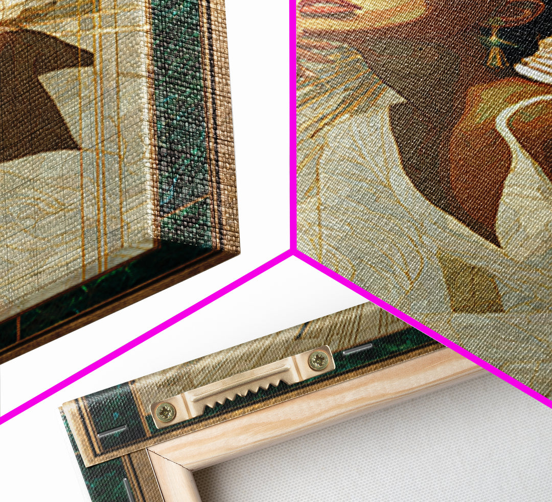 Moonlit Jazz Singer Framed by Gold Lines Canvas Print, Art Deco Art, Boho, Living Room Decor, Abstract Art, Glamour, ADA-2x3-79