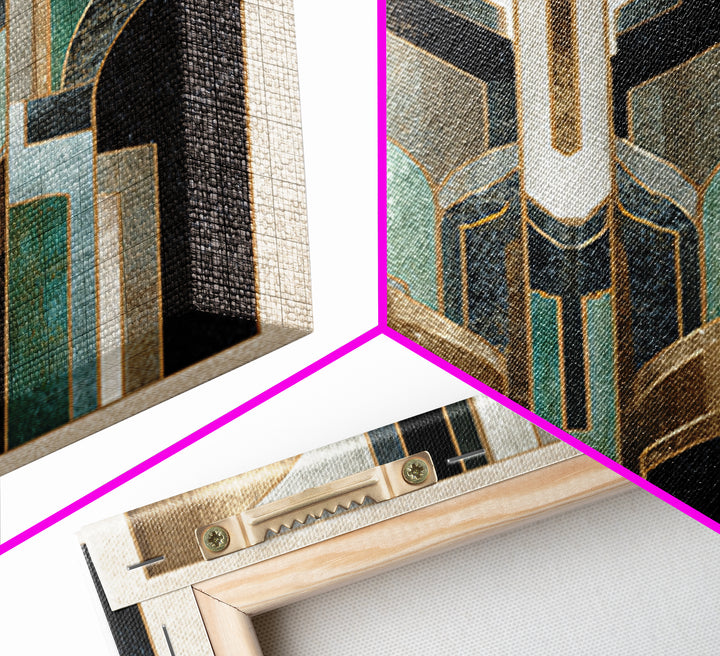 Abstract Stepped Arches Framed Canvas Print, Art Deco Art, Printable, Living Room Decor, Abstract Art, Glamour, ADA-2x3-98