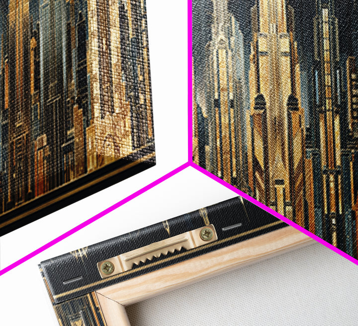 Stylized Skyscraper Crown Canvas Print, Art Deco Art, Boho Decor, Living Room Decor, Oil Painting, Glamour, Art Prints, ADA-3x1-62