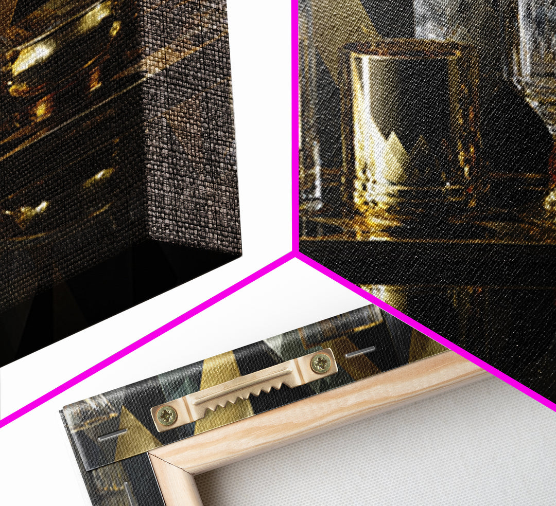 Luxury Cocktail Glass Framed Canvas Print, Art Deco Art, Gallery Decor, Living Room Decor, Fine Art, Glamour, Wall Art, ADA-3x1-69