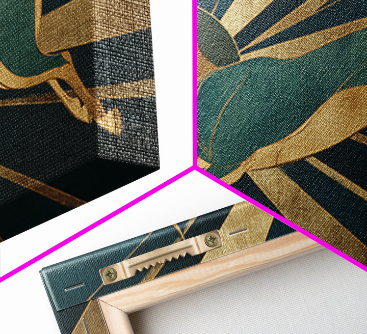 Stylized Gazelle Leaping Through Gold Rays Canvas Print, Art Deco Art, Downloadable Art, Living Room Decor, Glamour, Art Print, ADA-3x2-65