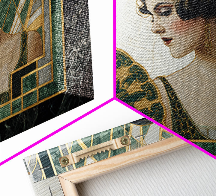 Glamorous 1920s Woman Framed Canvas Print, Art Deco Art, Room Decor, Living Room Decor, Oil Painting, Glamour, Digital Art, ADA-3x2-77