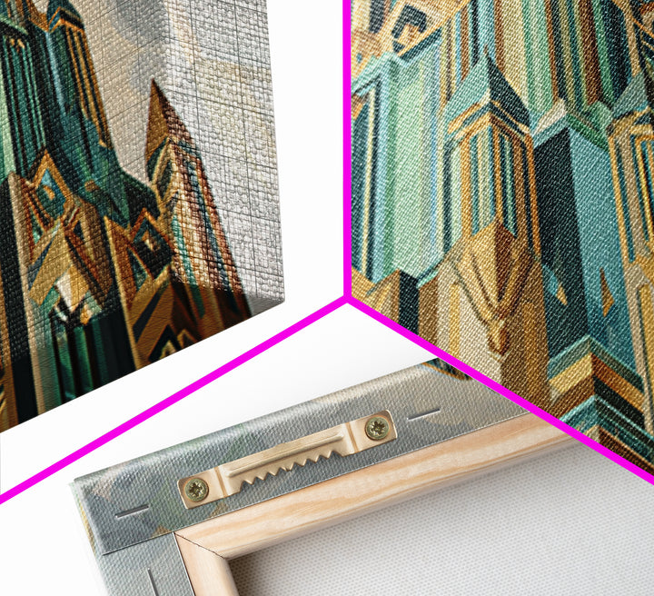 Stylized Skyscraper Crown Canvas Print, Art Deco Art, Art Deco Wallpaper, Living Room Decor, Fine Art, Glamour, ADA-3x2-98