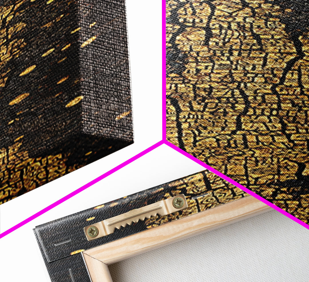 Black And Gold Ancestral Path, Abstract African Art, Luxury Wall Art, Spiritual Decor, Premium Canvas Print Gift For Home