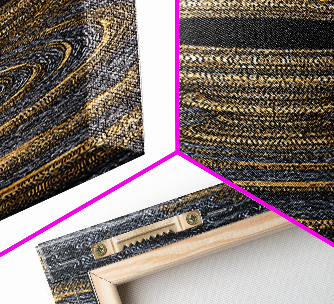 Golden Chalice Portal With Rippling Rings Canvas Print, Black And Gold Wall Art, Luxury Abstract Decor, Statement Art Gift