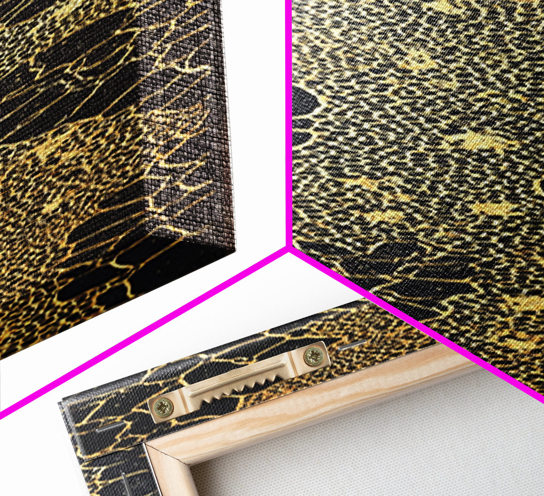 Gold Black Giraffe Pattern Abstract Wall Art, African Safari Canvas Print, Luxury Modern Tribal Decor, Earth Tone Home Gift
