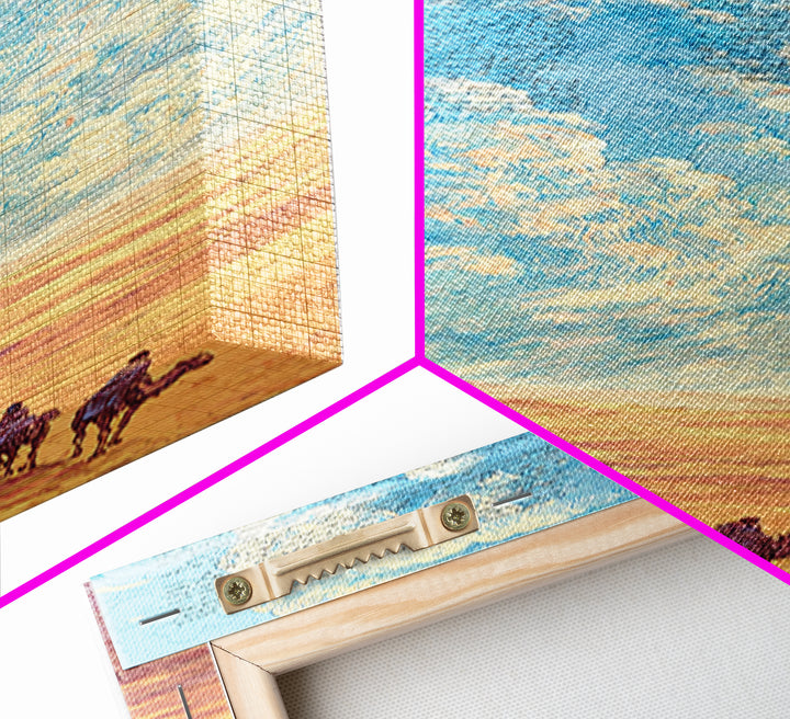 Sahara Caravan Under Giant Blue Sky Wall Art, African Desert Landscape, Nomad Travel Decor, Motherland Canvas Gift For Living Room