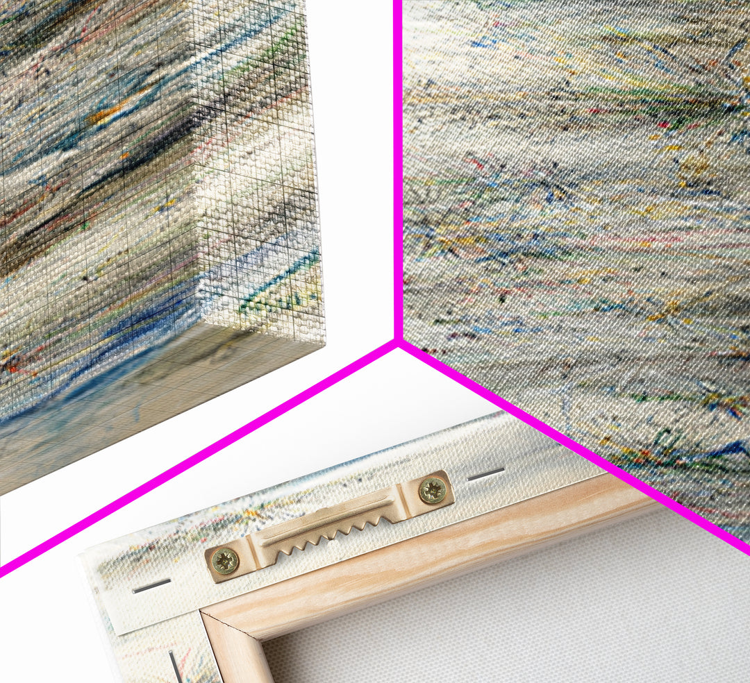Misty Abstract Landscape With Fine Lines Framed Canvas Print, Contemporary Wall Art, Neutral Home Decor For Office And Living Room